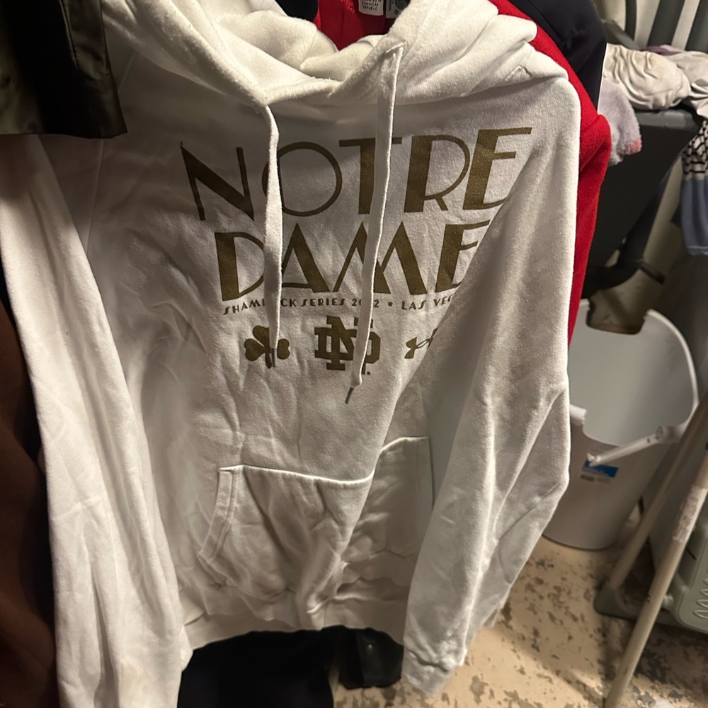 Under Armour White Hoodie with Gold Notre Dame‎ Print